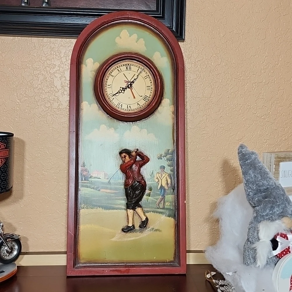 VINTAGE MAN GOLFER OPEN CLOCK